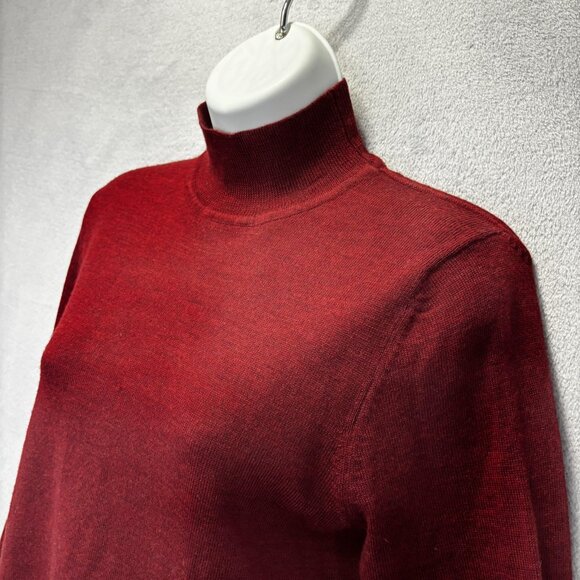 Valerie Stevens Merino Wool Mock Neck Sweater Womens Medium Red Lightweight - Picture 7 of 13